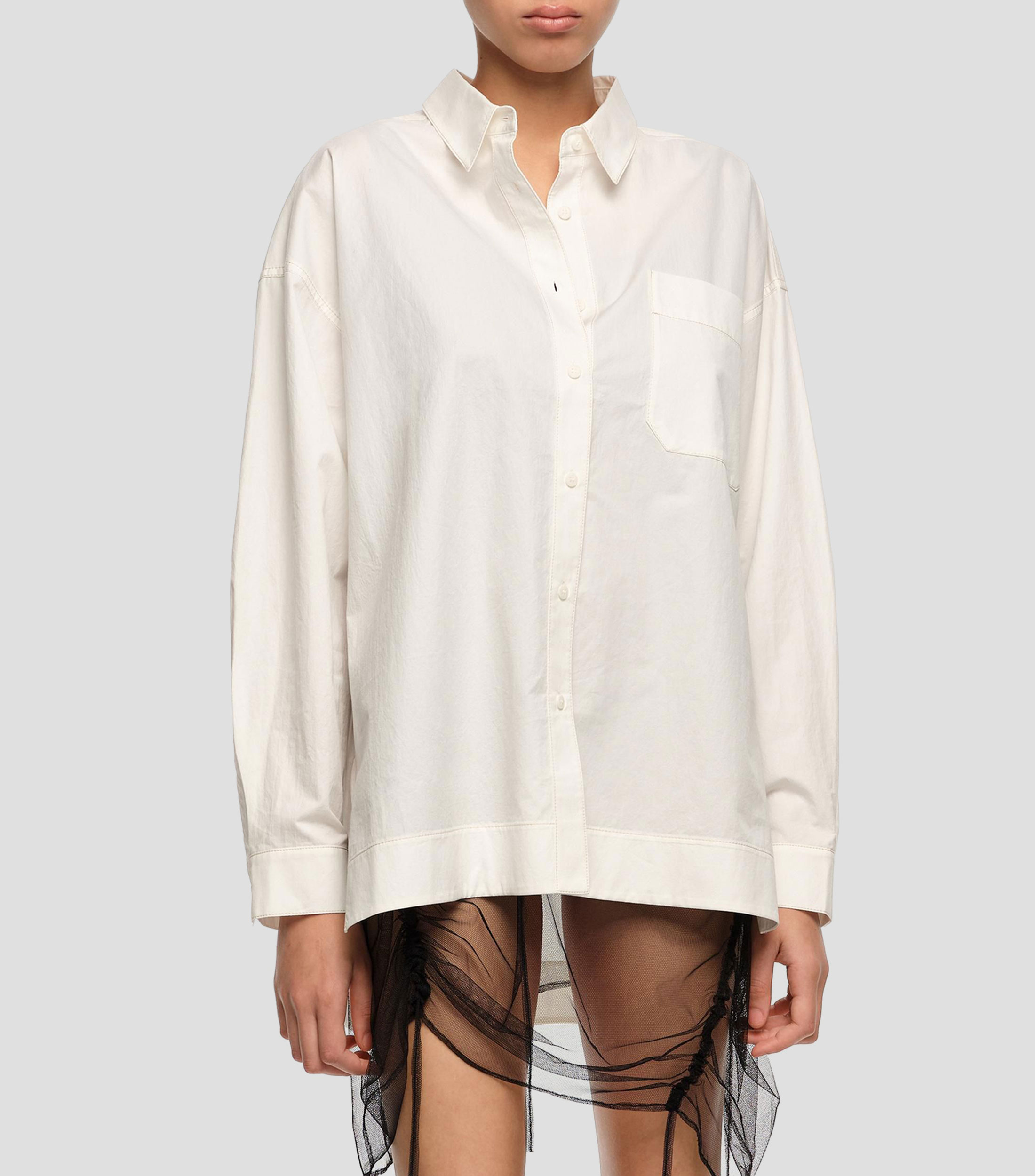 Camisa algodón marfil Mujer